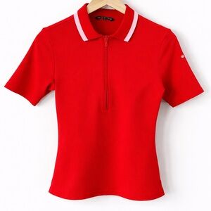 Goldbergh Cassia Red Ribbed Half Zip Performance Polo Top small
